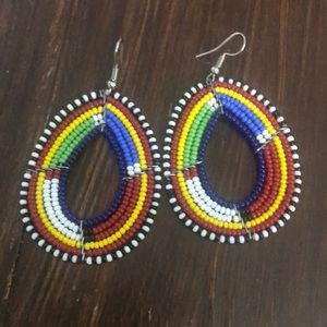 Earrings handmade in Africa. Beaded